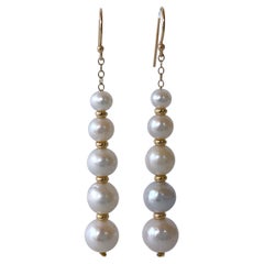 Marina J. Graduated Pearl Dangle Earrings with Solid 14k Yellow Gold Hooks
