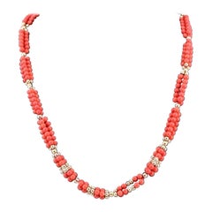 Vintage Gorgeous Red Blood Coral Necklace With Natural Non Treated Coral