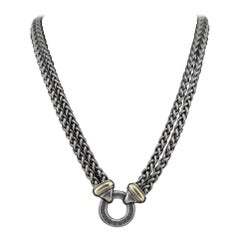 David Yurman - Double Wheat Chain Necklace in Sterling Silver & 18K Gold 