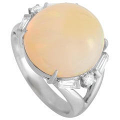 Platin 0.34 Karat Diamant und Opal-Ring