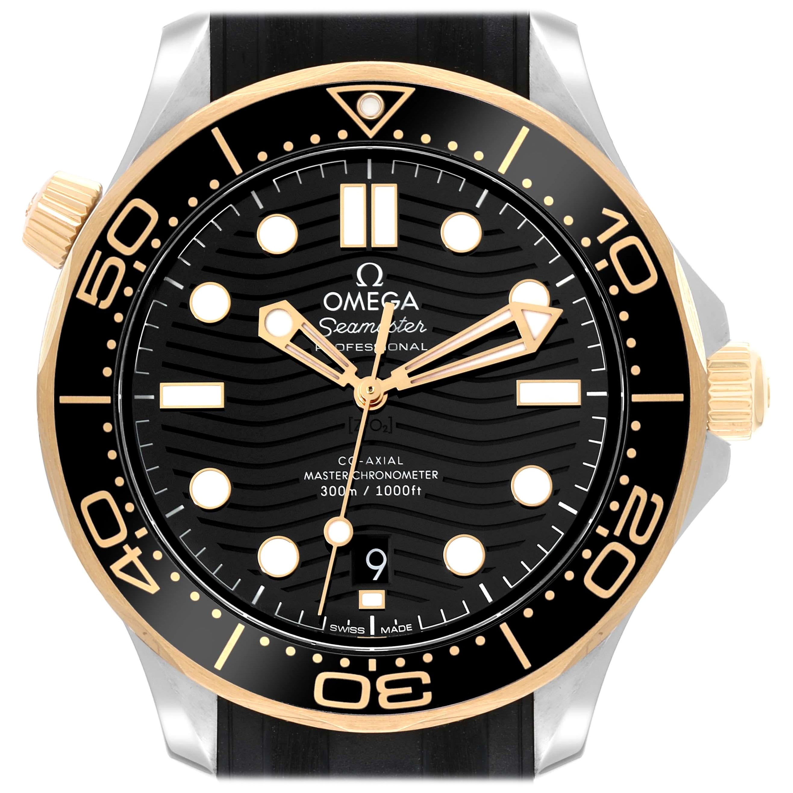 Omega Seamaster 300M Steel Yellow Gold Mens Watch 210.22.42.20.01.001 Box Card For Sale