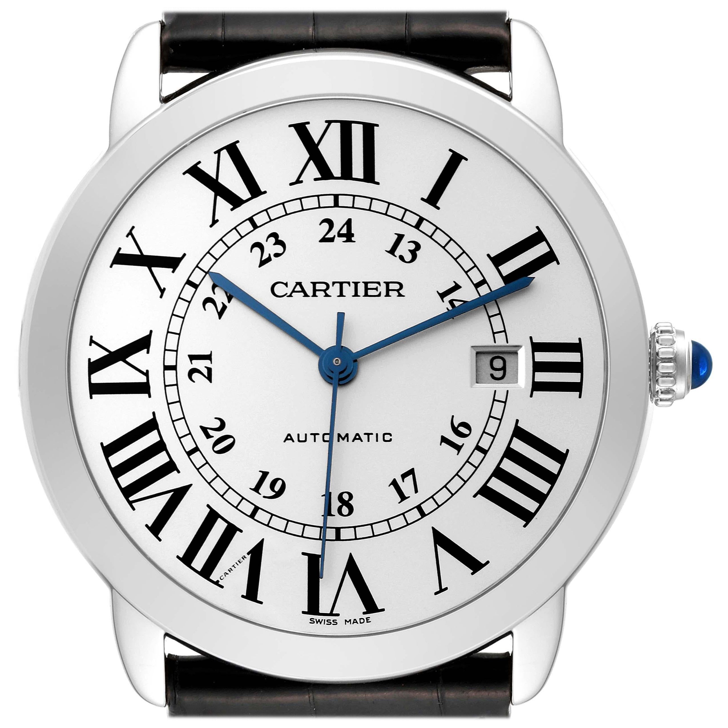 Cartier Ronde Solo XL Silver Dial Steel Mens Watch W6701010