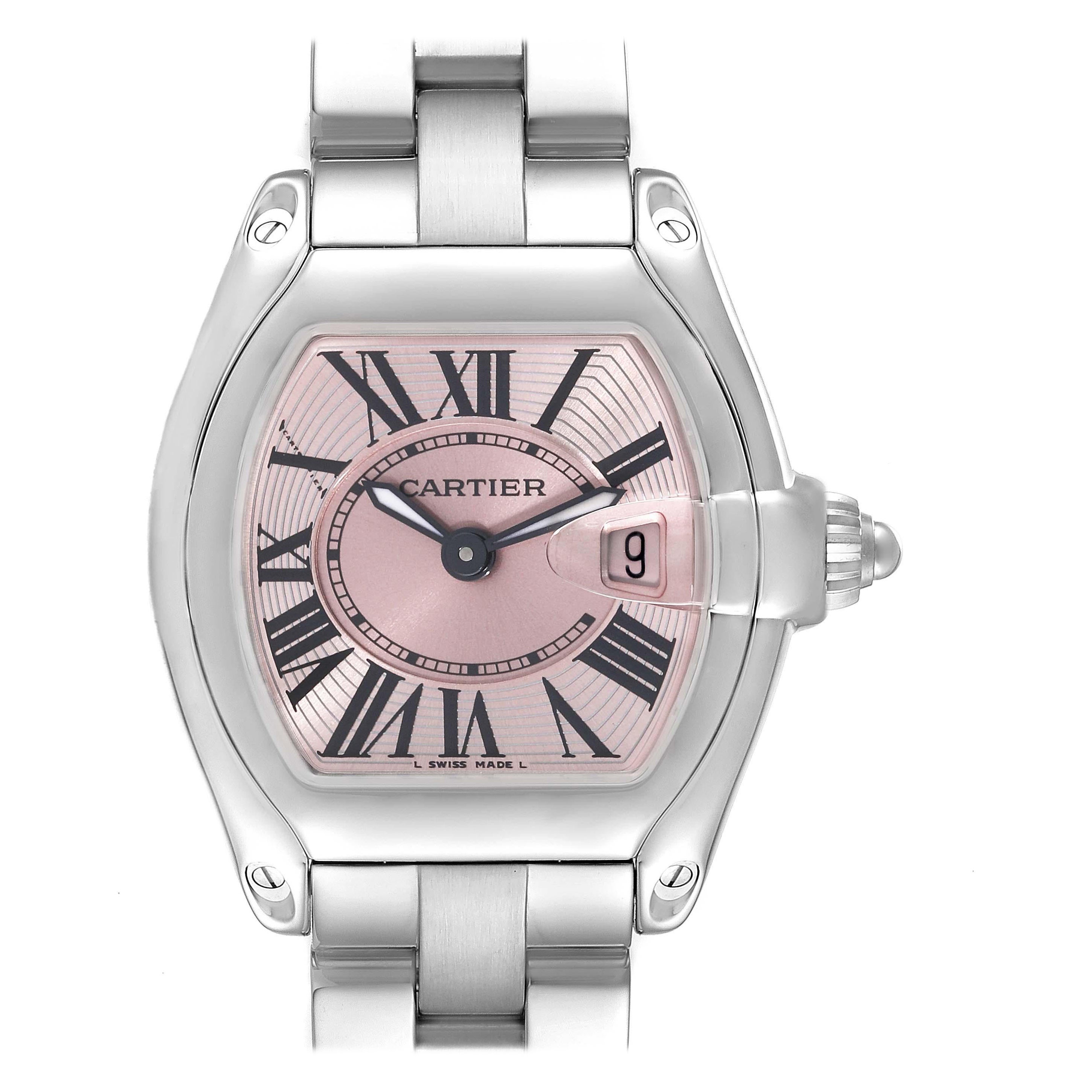 Cartier Roadster Small Pink Dial Steel Ladies Watch W62017V3