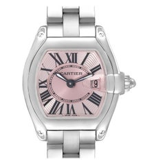 Cartier, petite montre pour femme Roadster à cadran rose en acier W62017V3