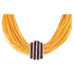 Piodoro Halskette aus 18 Karat Weißgold mit 2,20 Karat Diamant und Turmalin