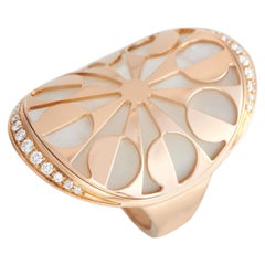 Bvlgari Intarsio 18K Rose Gold 0.20ct Diamond and Mother of Pearl Ring