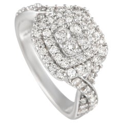 14K Weißgold 1,0ct Diamant Double Cushion Halo Twisted Ring