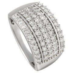 14K White Gold 1.0ct Diamond Wide Band Ring 