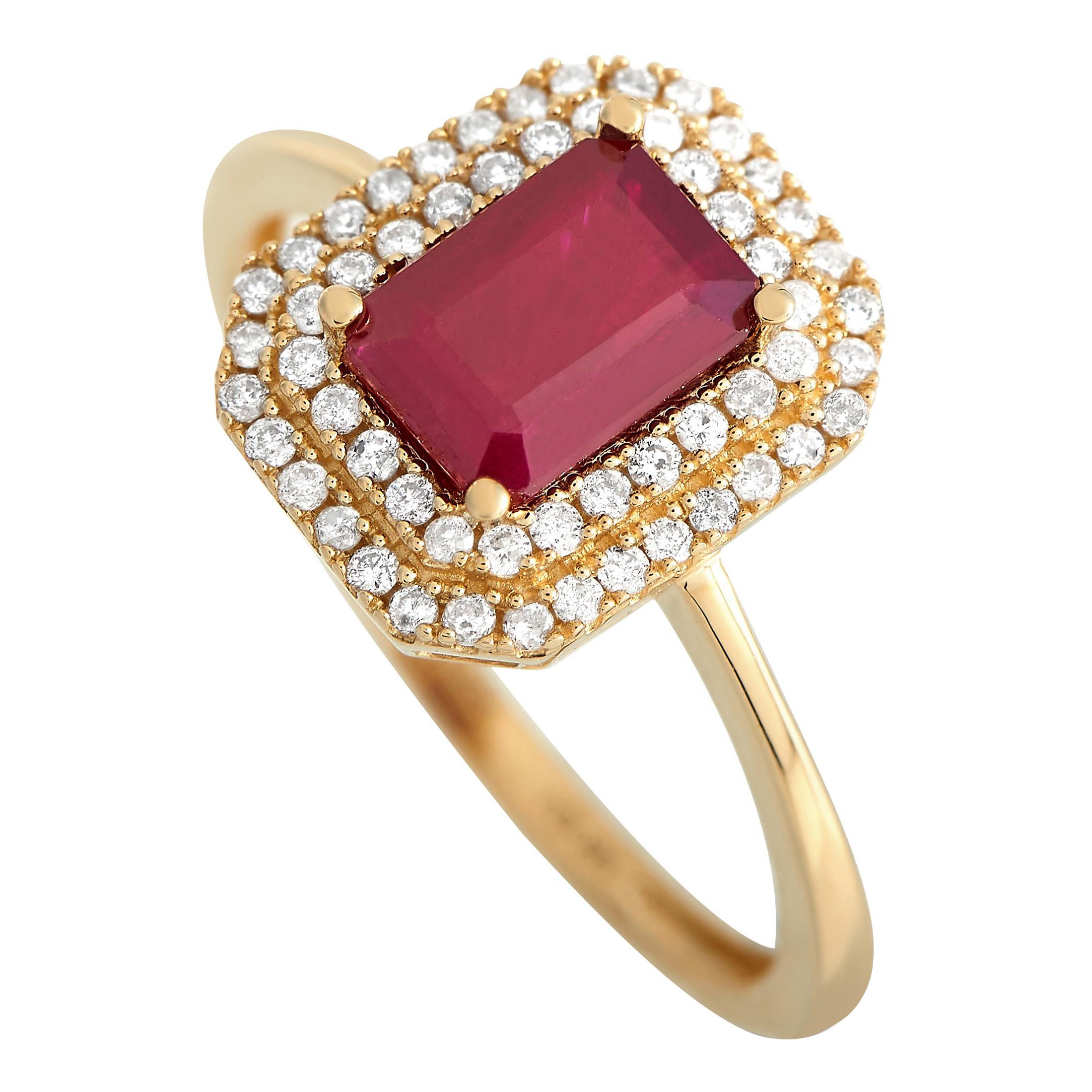 14K Yellow Gold 0.24ct Diamond and Ruby Ring For Sale