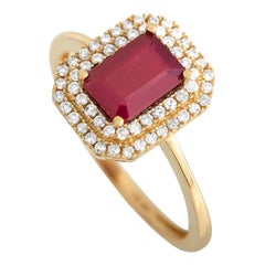 14K Yellow Gold 0.24ct Diamond and Ruby Ring