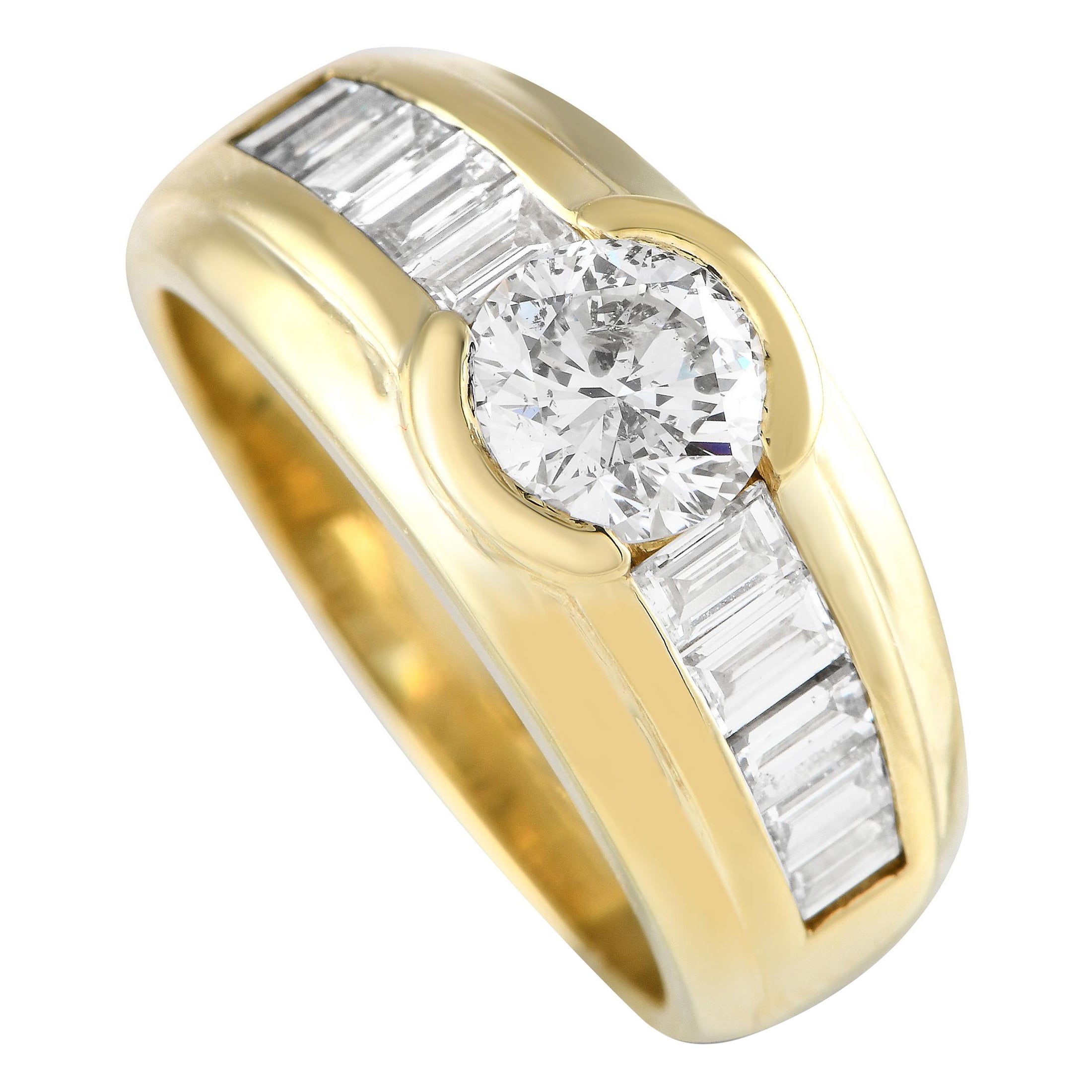 18K Yellow Gold 2.06ct Diamond Half Bezel Wide Band Ring