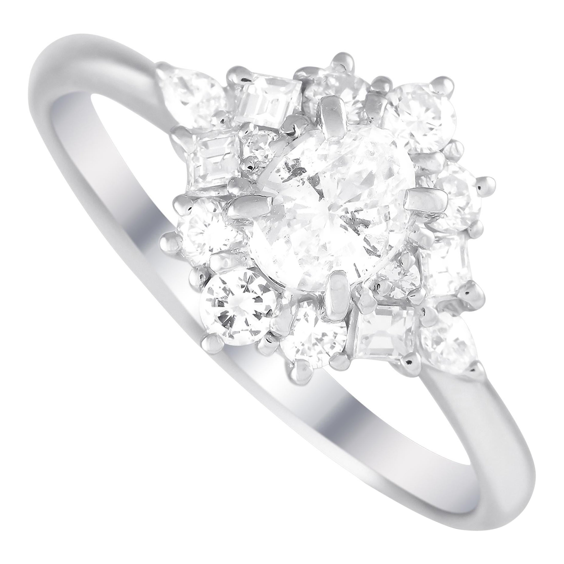 Platinum 0.92ct Diamond Ring For Sale