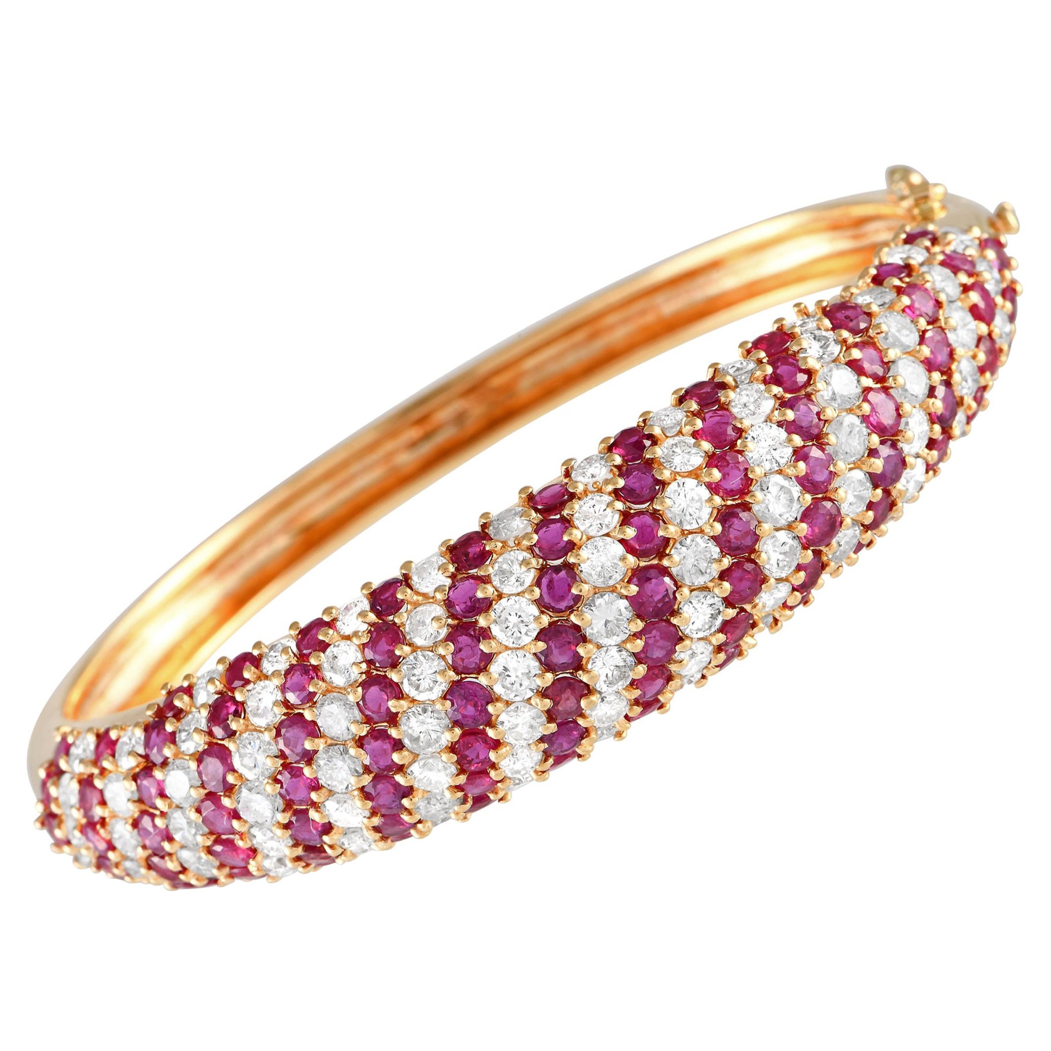 18K Yellow Gold 8.15ct Diamond and Ruby Bracelet For Sale