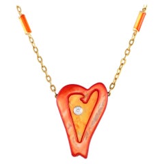Roberto Coin - Collana con ciondolo in oro giallo 18 carati con diamante e madreperla da 0,25 carati