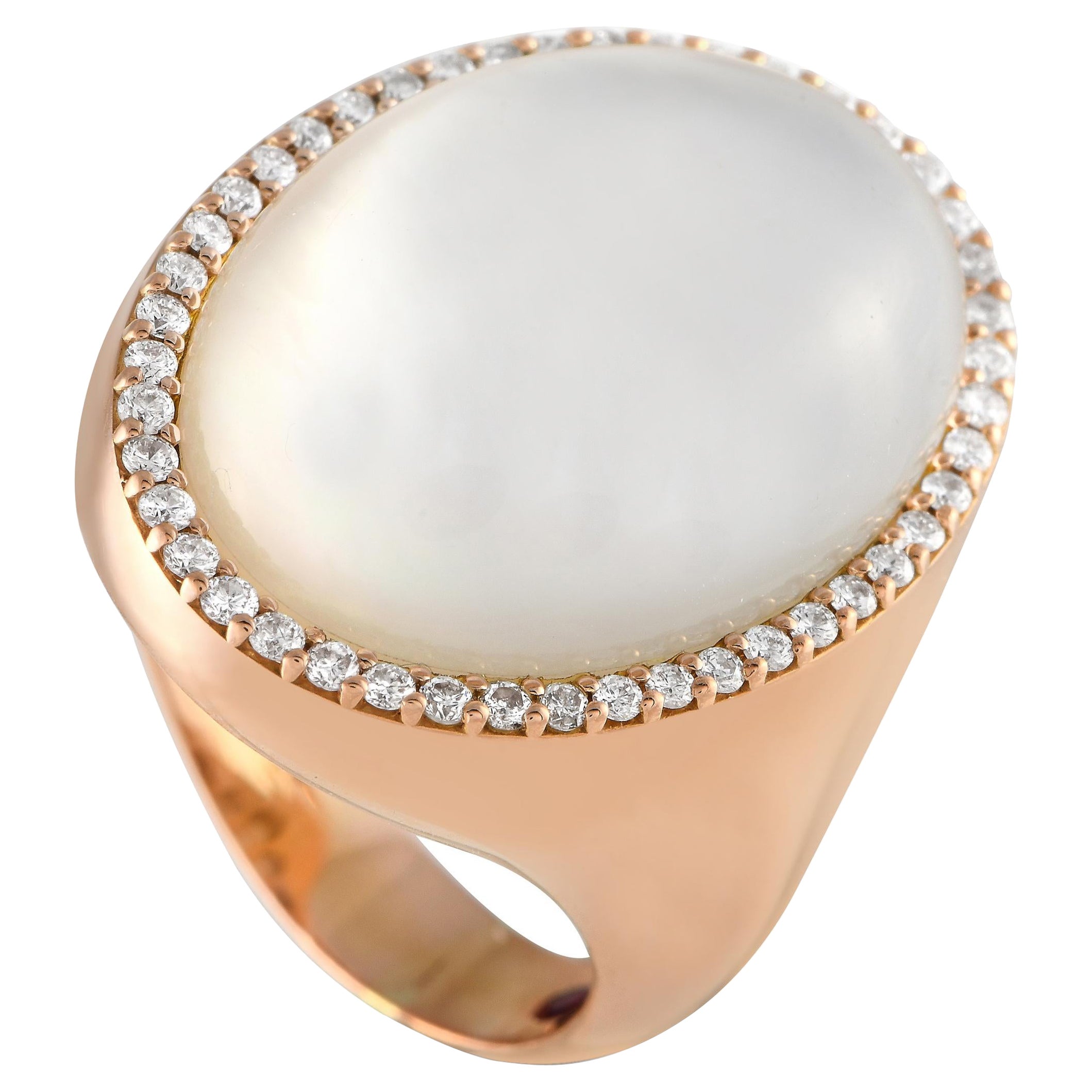 Roberto Coin 18K Rose Gold 0.55ct Diamond and Mother of Pearl Ring For Sale