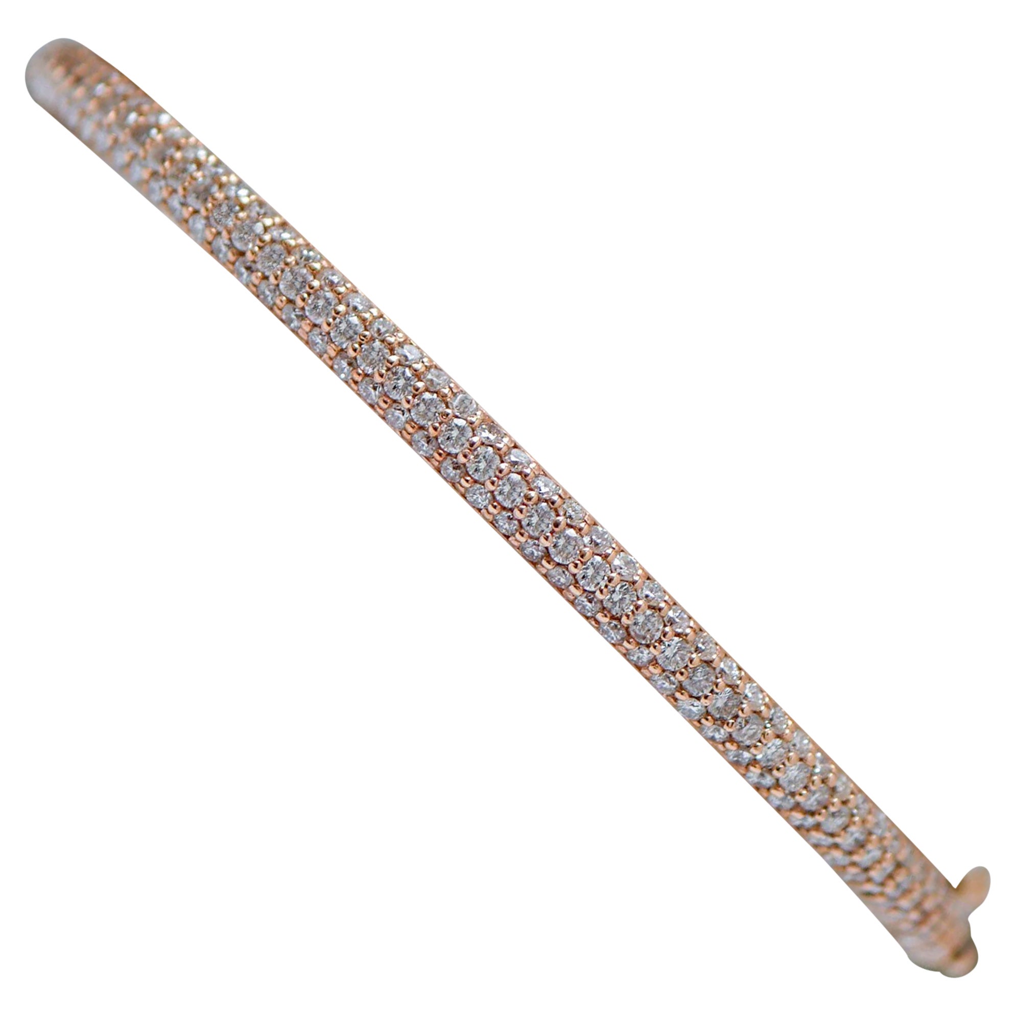 Diamonds, 18 Karat Rose Gold Modern  Bracelet. For Sale