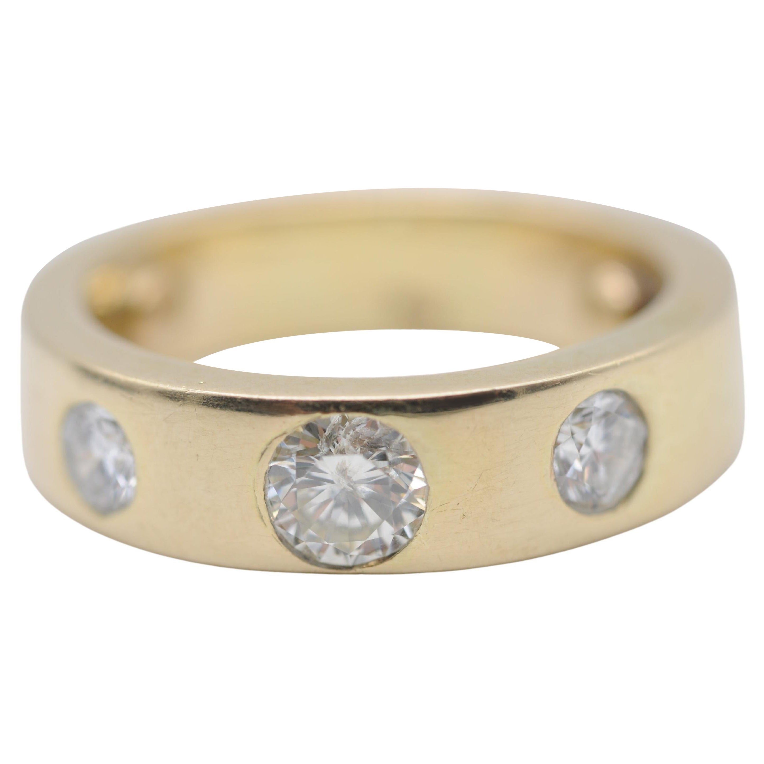 Diamantring aus Gold mit 0,95 in 14 Karat Gelbgold mit Diamanten  im Angebot