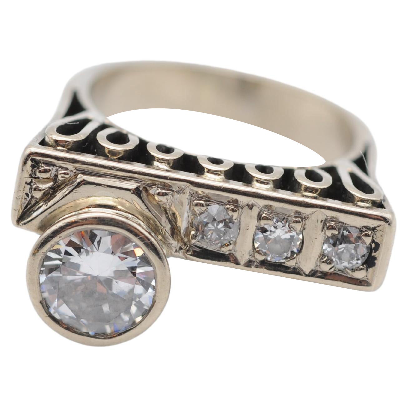 Art Deco Diamond VVS2 River 1.15 Carat Brilliant Ring  For Sale