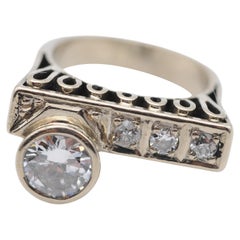 Retro Art Deco Diamond VVS2 River 1.15 Carat Brilliant Ring 