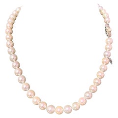 Mikimoto Estate Akoya Pearl Necklace 17" 18k Gold 8 mm Certified