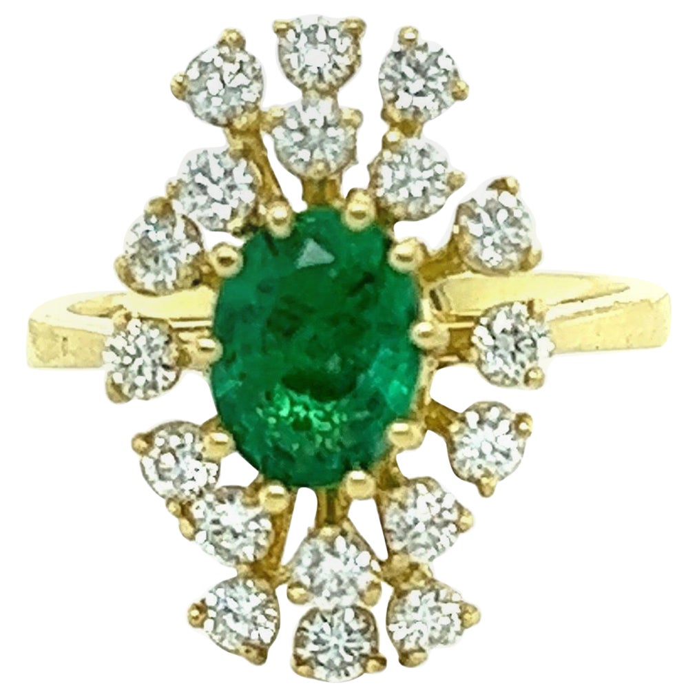 GIA Certified 1.87 Carat Natural Emerald Diamond Yellow Gold Ring For Sale