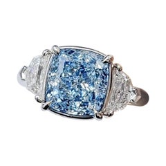 Emilio Jewelry Gia Certified Fancy Blue Diamond Ring 