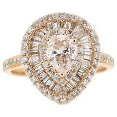 Pear Shape Fancy Light Pink Diamond Ring in Rose Gold