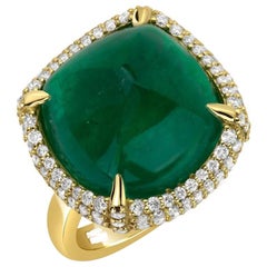13.55ct sugar-loaf Colombian Emerald ring. GIA certified. 