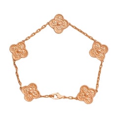 Van Cleef & Arpels Vintage Alhambra 5 Motifs Rose Gold Bracelet