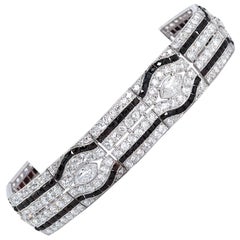 Art Deco Period Diamond Onyx Bracelet