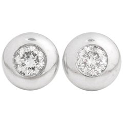 1980s Bubble Bezel Set 1.00 Carat Total Diamond Stud Earrings