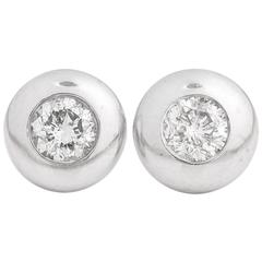 1980s Bubble Bezel Set 1.00 Carat Total Diamond Stud Earrings 9
