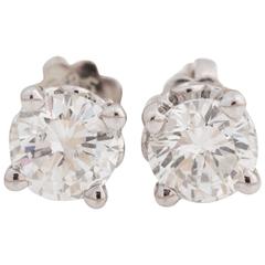 Round Diamond Earrings 0.80 carat total, Crafted in 14 karat White Gold 8
