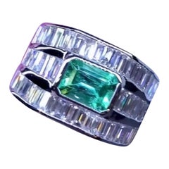 AIG Certified 1.98 Carat Colombian  Emerald  2.45 Ct Diamonds 18K Gold Ring 