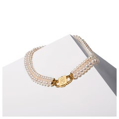 House of Sol Double String Pearl Necklace with 24K Yellow Gold Filled HoS Lock