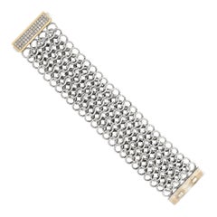 David Yurman Sterling Silver with 18KYG Interlocking Wide Chain Diamond Bracelet