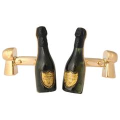 Michael Kanners Unique Carved Stone Champagne Cufflinks