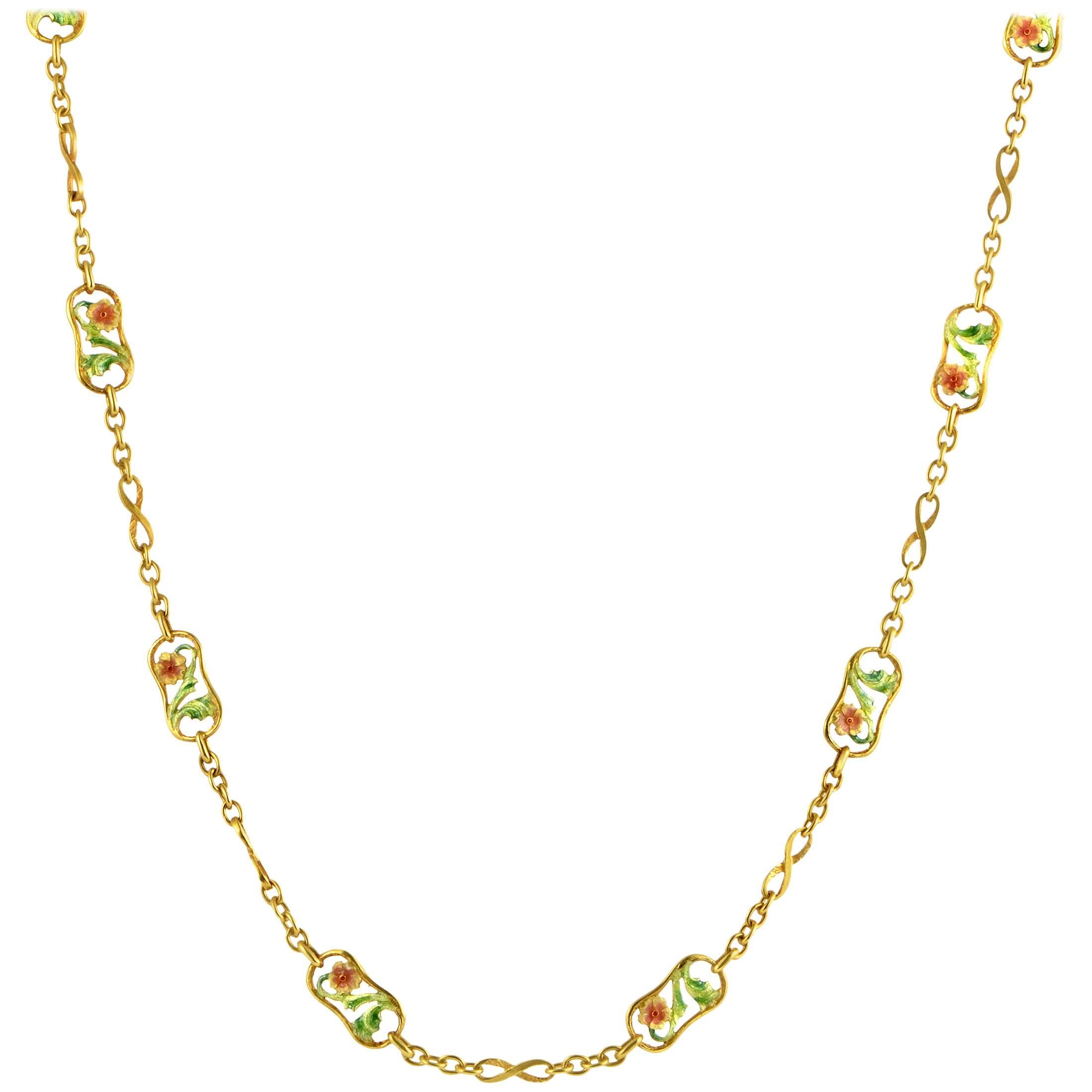 Masriera Enameled Yellow Gold Necklace