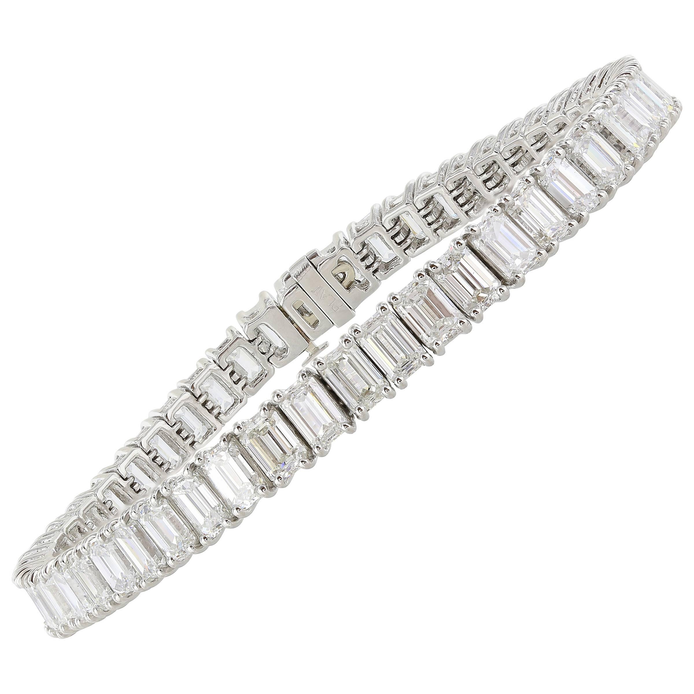 16.57 Carat  Emerald Cut Diamond Bracelet For Sale