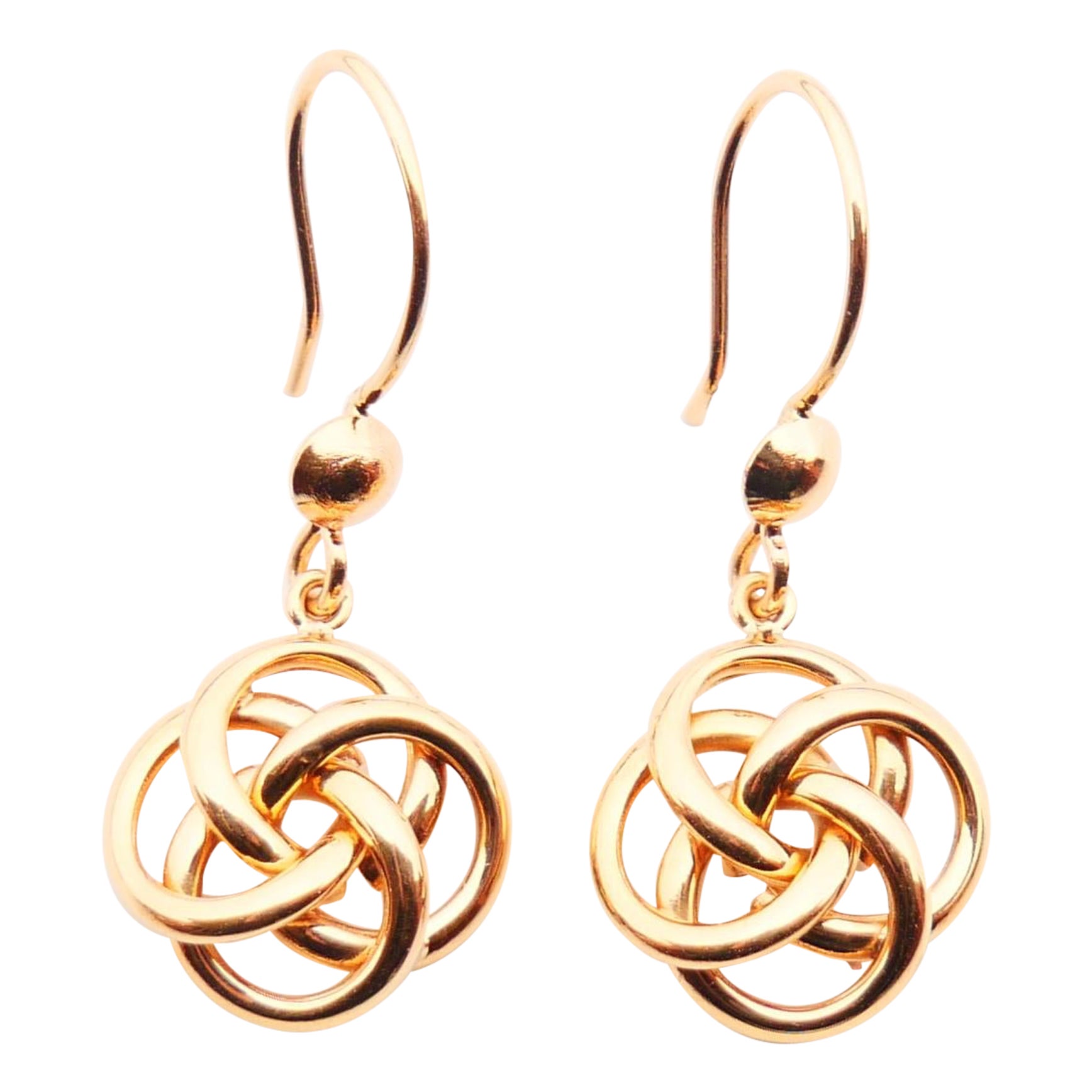 Antique European Earrings Celtic Eternity Knots solid 18K Gold /2.5gr For Sale