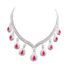 For Rebecca 275K 18KT Important Ruby Diamond Necklace NWT 48K 18KT Ruby Earrings