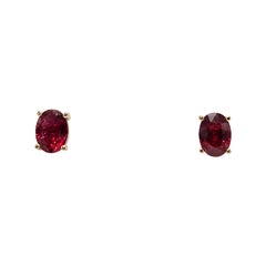 GIA certified Pigeon blood Red  Color 3 carats Ruby  Earring in 18K  Yellow Gold