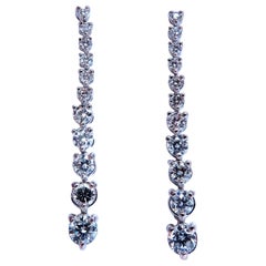 2.44ct Diamants ronds naturels Boucles d'oreilles pendantes en or 14kt Long 1.5 Inch