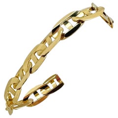 14 Karat Yellow Gold Solid Wide Mariner Gucci Link Bracelet Italy
