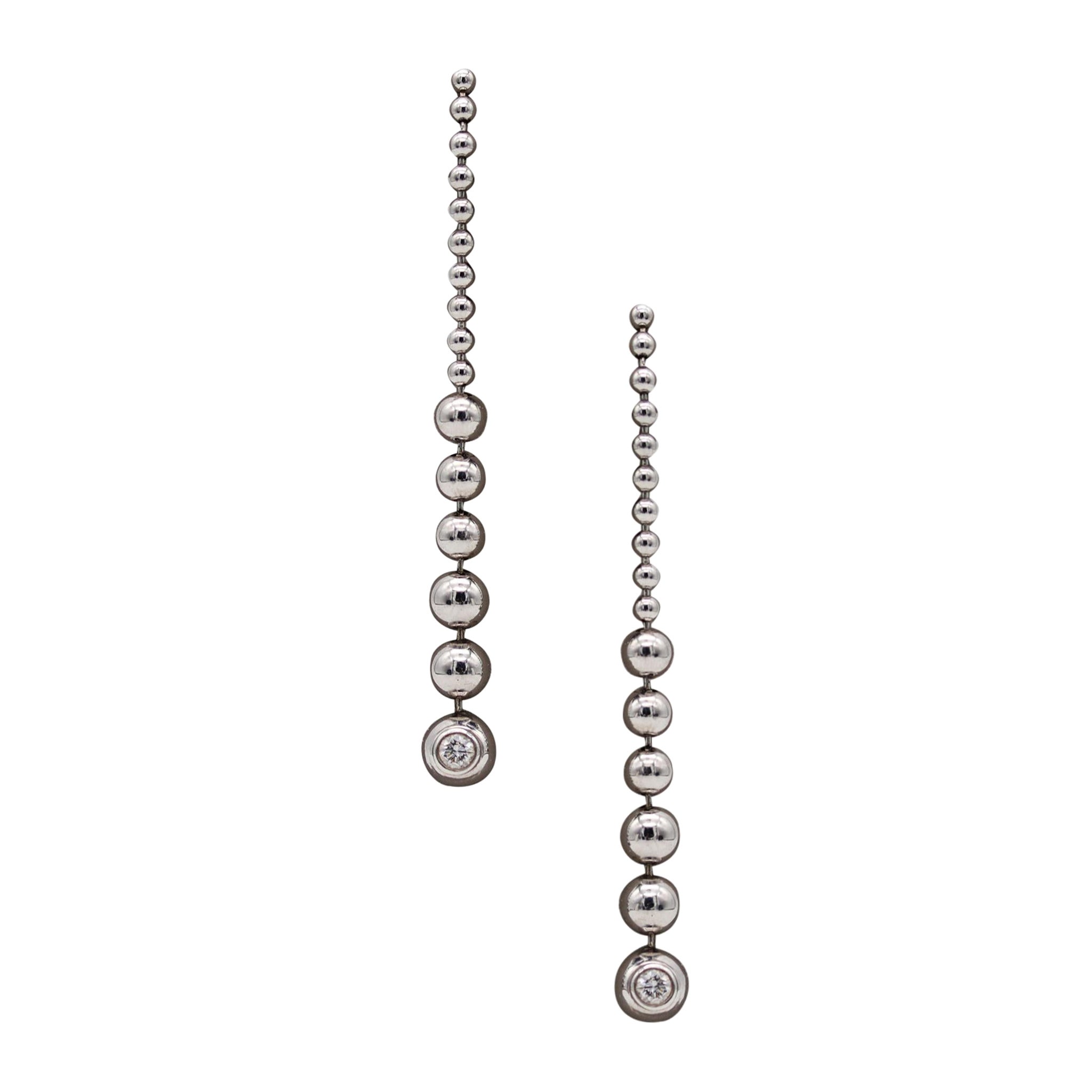 Cartier Perles De Diamants Dangle Earrings In 18Kt White Gold With VVS Diamonds