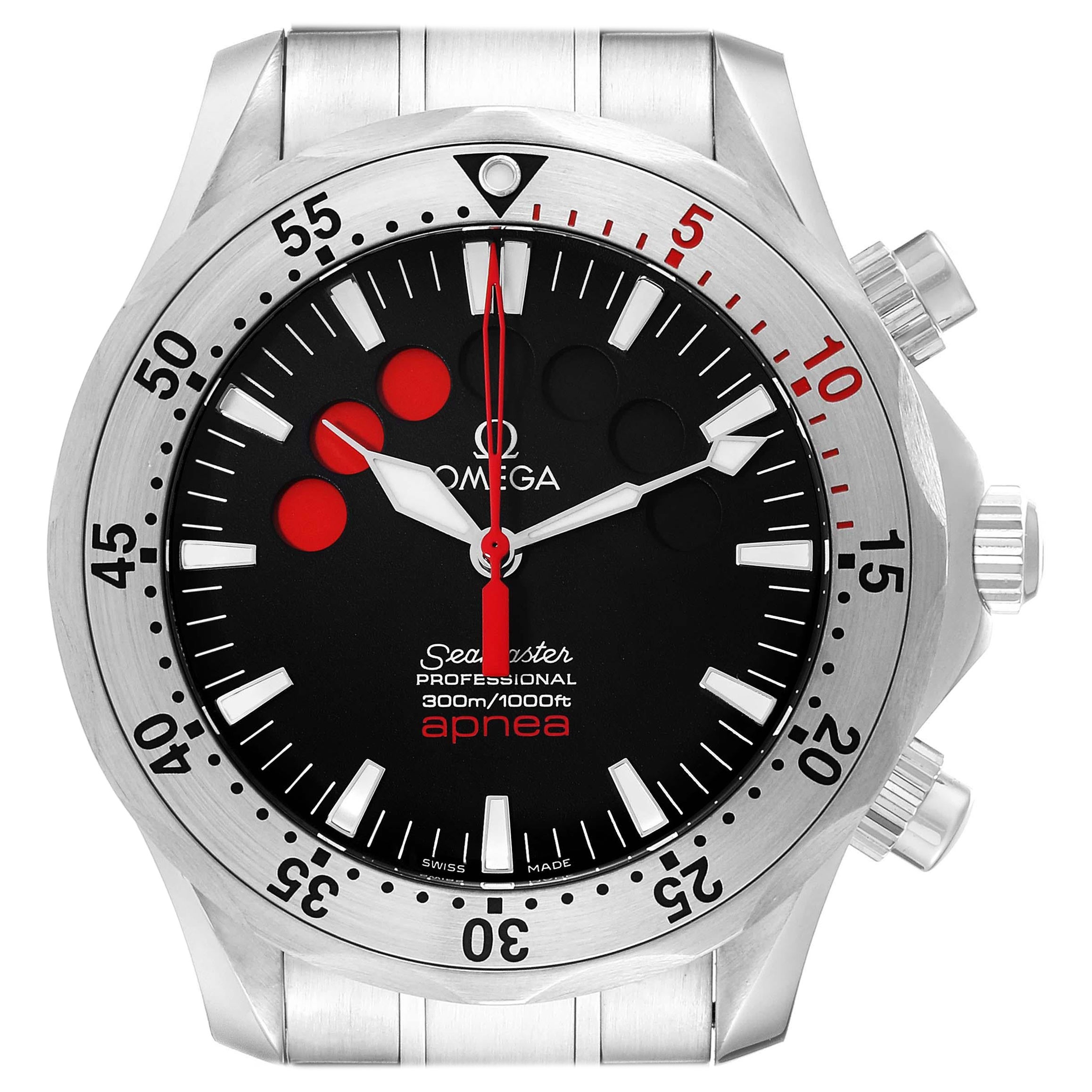 Omega Seamaster Apnea Jacques Mayol Black Dial Steel Mens Watch 2595.50.00 For Sale