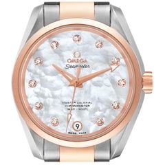 Omega Aqua Terra Rose Gold Mother of Pearl Diamond Ladies Watch