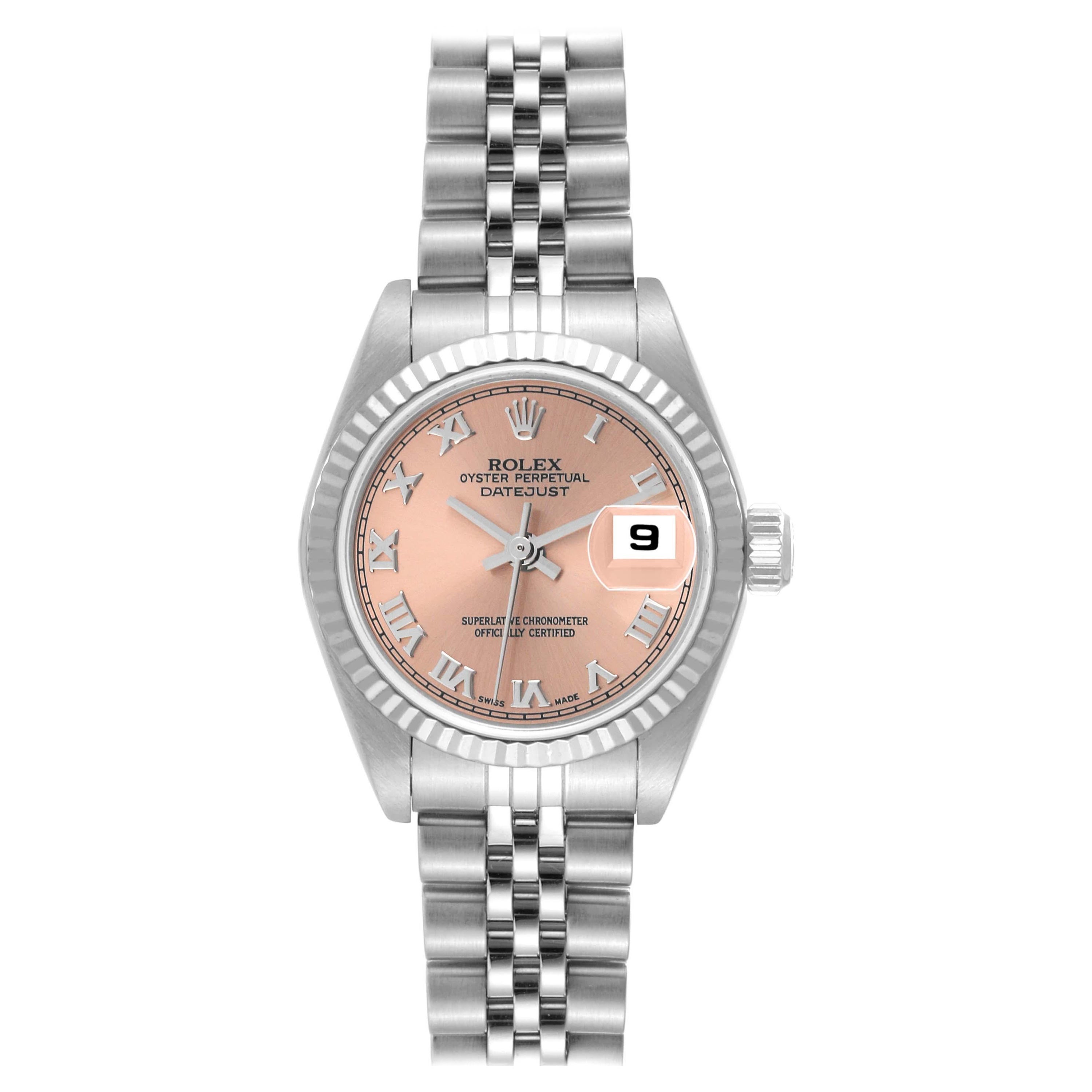 Rolex Datejust Salmon Dial White Gold Steel Ladies Watch 79174 For Sale