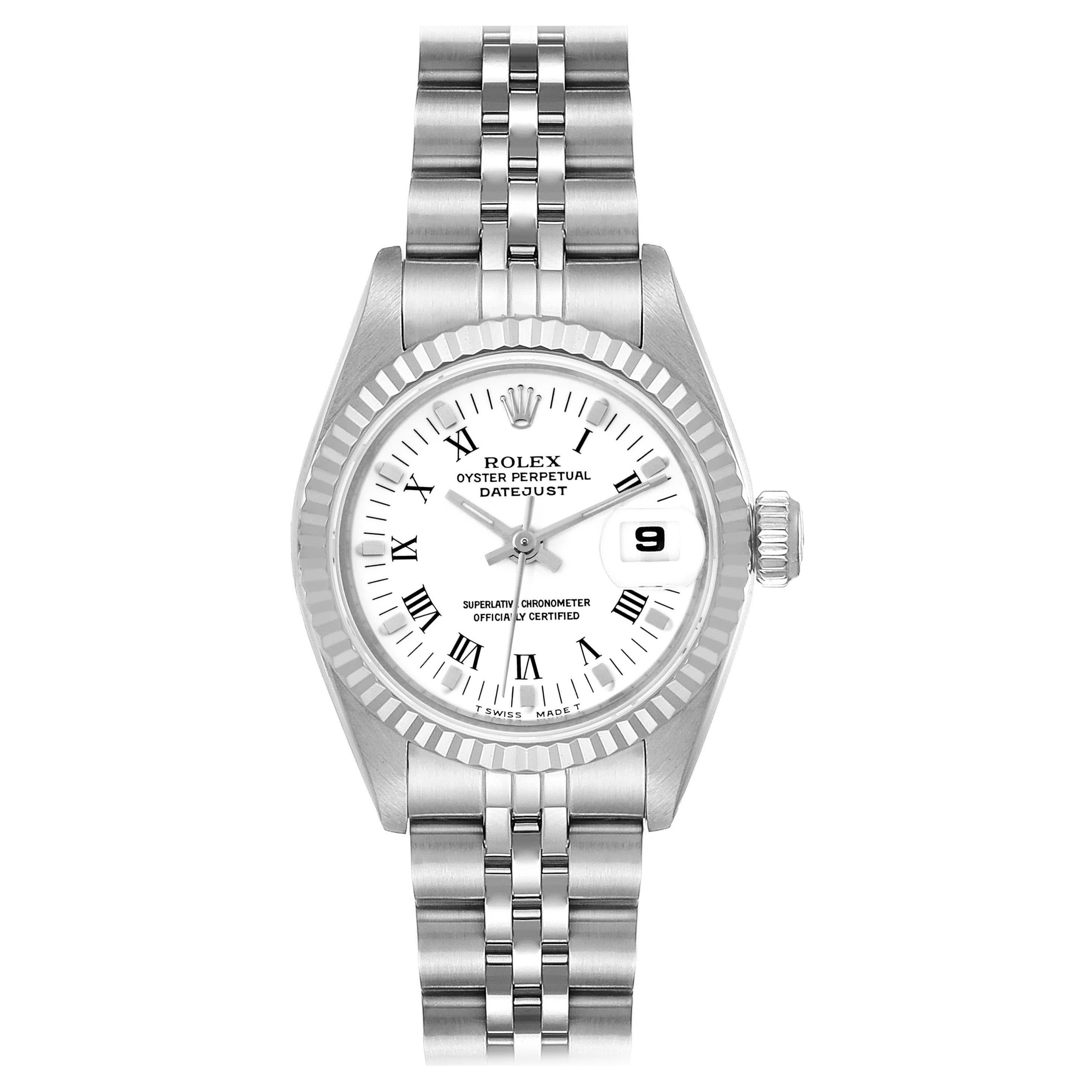 Rolex Datejust 26 Steel White Gold Roman Dial Ladies Watch 69174 For Sale