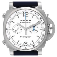 Panerai Luminor Chrono White Dial Steel Mens Watch PAM01218 Box Card